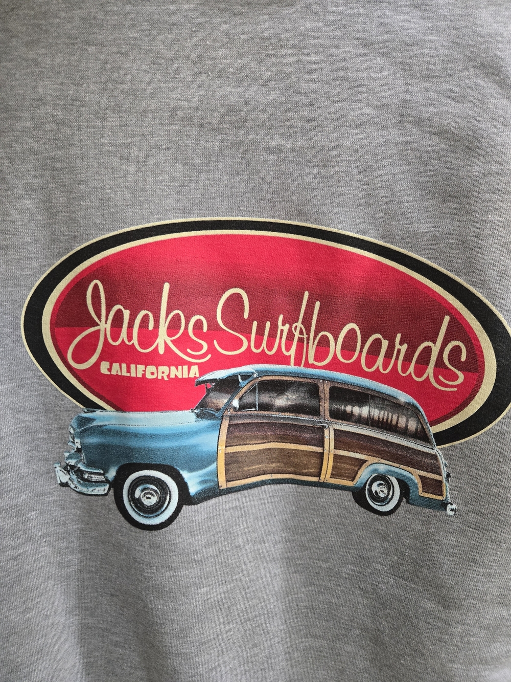 Jacks Surfboards California Gray Pullover Hoodie Woody Wagon Graphic Size Small